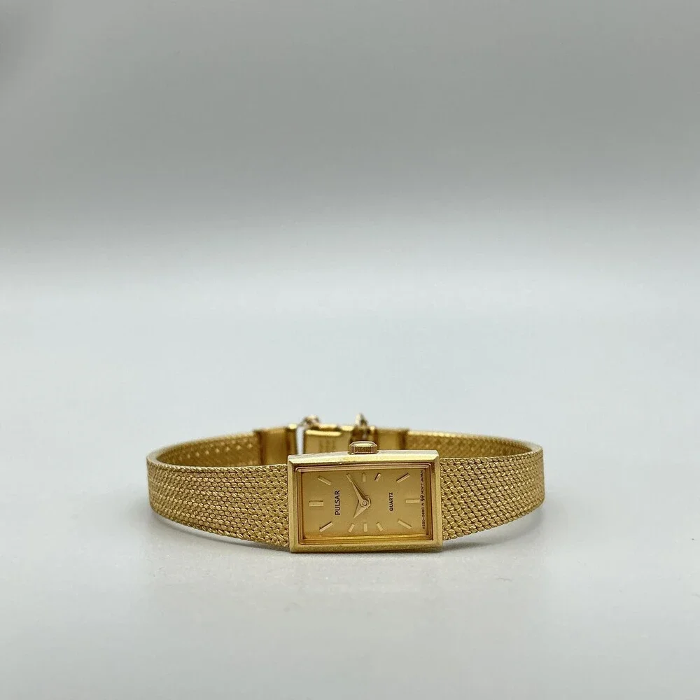 Vintage Pulsar Womens Watch 12mm Gold Tone Bracelet V220-5560 New Battery 6.75